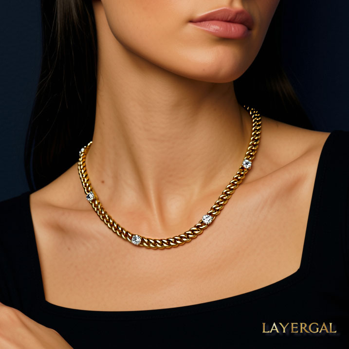LG047 Golden Radiance Choker Moissanite Necklace/Bracelet Set