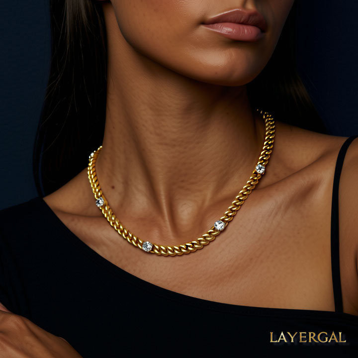 LG047 Golden Radiance Choker Moissanite Necklace/Bracelet Set