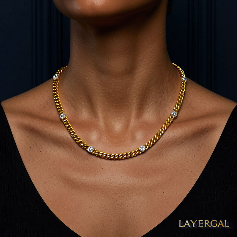 LG047 Golden Radiance Choker Moissanite Necklace/Bracelet Set